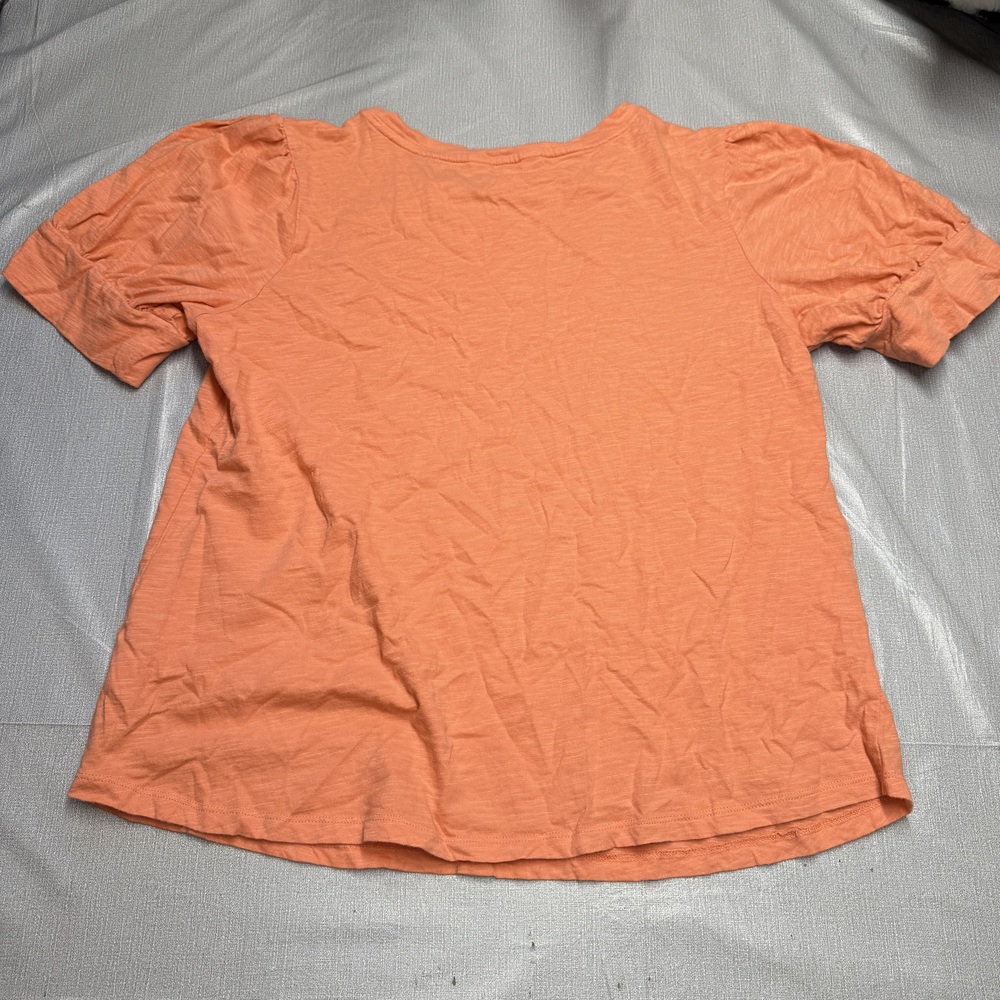 Liz Claiborne Womens Large Orange Puff Sleeve Top Casual - Picture 4 of 7